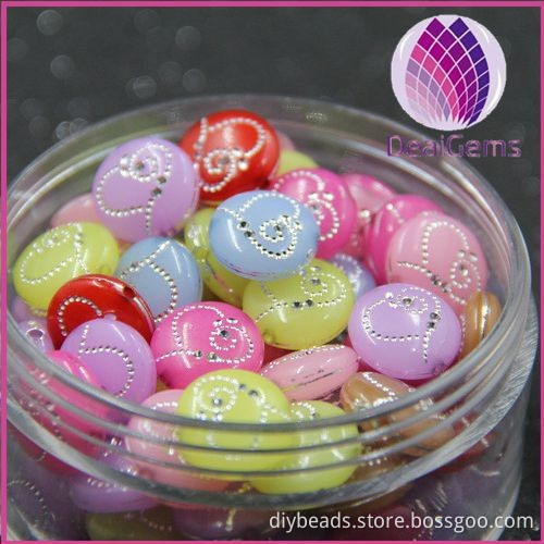 hot sale Bulk acrylic14mm beads with rhinestone for kid diy jewerly